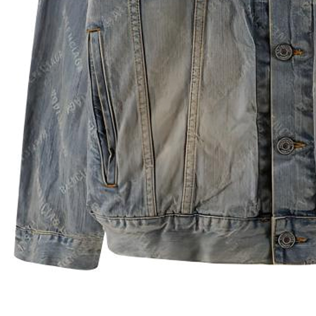(Women) Balenciaga  SS24 Blue Denim Jacket with Logo Print and Button Closure. 773616TPW53D4868 圖 6