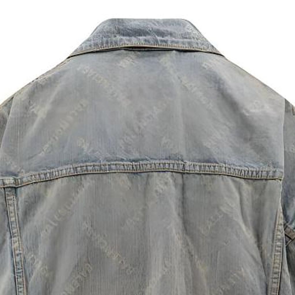 (Women) Balenciaga  SS24 Blue Denim Jacket with Logo Print and Button Closure. 773616TPW53D4868 圖 7