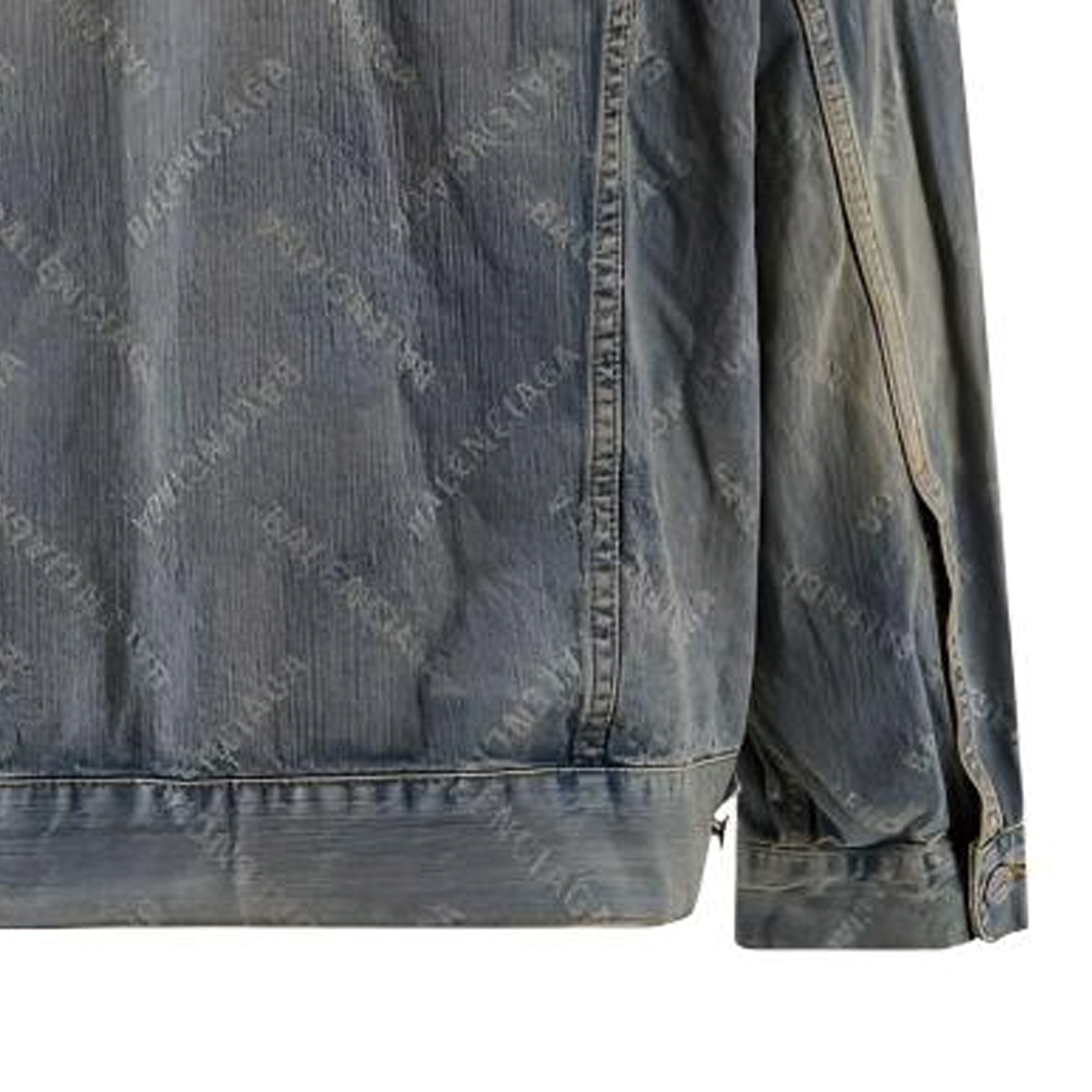 (Women) Balenciaga  SS24 Blue Denim Jacket with Logo Print and Button Closure. 773616TPW53D4868 圖 8