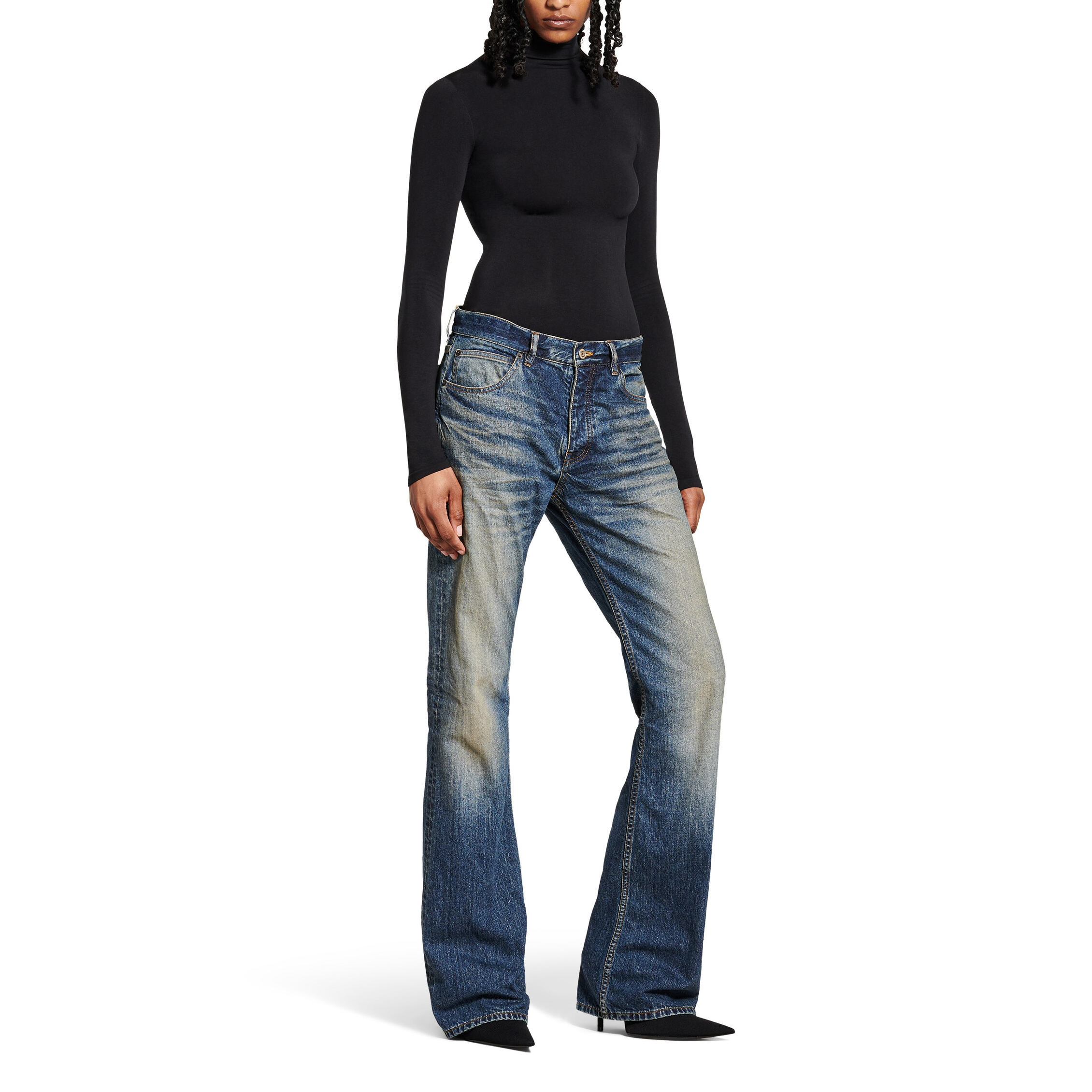 (Women) Balenciaga  SS25 Colorblock Low-Waist Straight Jeans Blue 814086TRW623020 圖 4