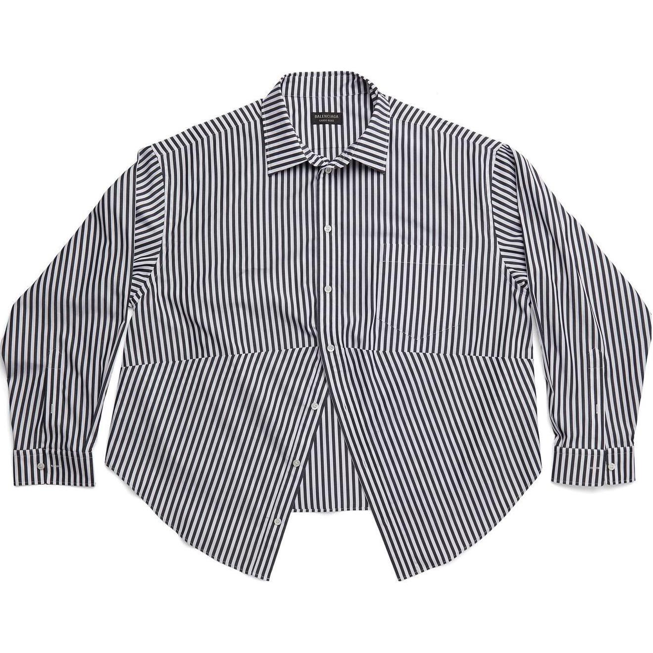 (Women) Balenciaga  Striped Button-Up Long Sleeve Shirt Black/White. 725390TOM151070
