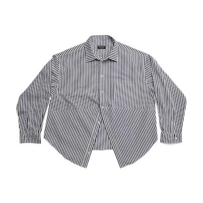 (Women) Balenciaga Striped Button-Up Long Sleeve Shirt Black/White. 725390TOM151070