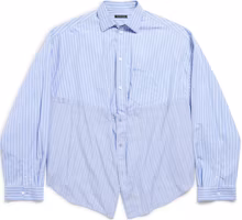 (Women) Balenciaga Striped Single-Breasted Long Sleeve Shirt Blue 790944TQM163965 (Women) Balenciaga Striped Single-Breasted Long Sleeve Shirt Blue 790944TQM163965