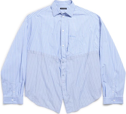 (Women) Balenciaga Striped Single-Breasted Long Sleeve Shirt Blue 790944TQM163965 Buy (Women) Balenciaga Striped Single-Breasted Long Sleeve Shirt Blue 790944TQM163965