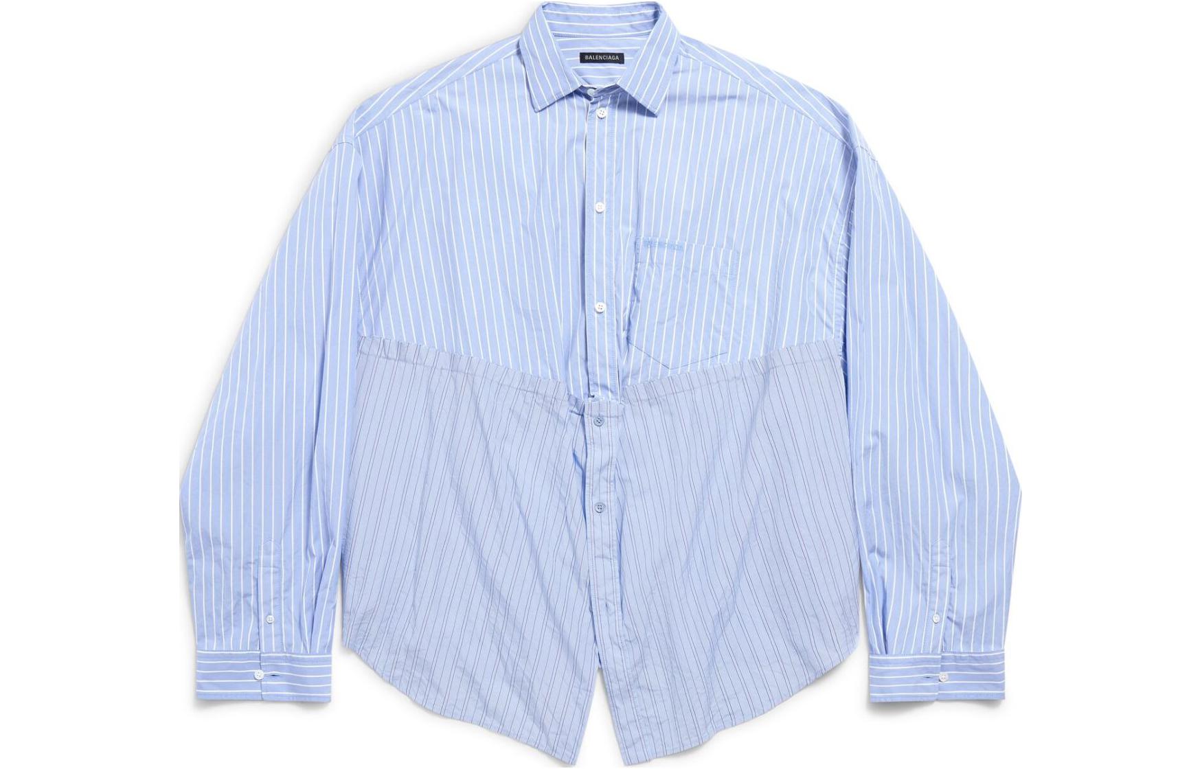 (Women) Balenciaga  Striped Single-Breasted Long Sleeve Shirt Blue 790944TQM163965 圖 2