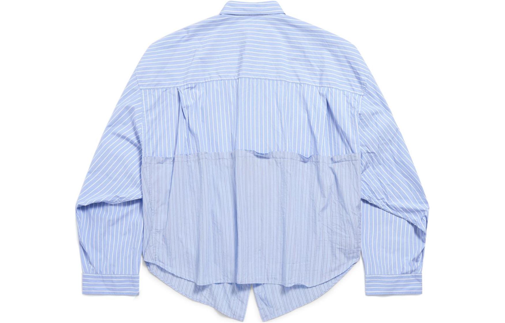 (Women) Balenciaga  Striped Single-Breasted Long Sleeve Shirt Blue 790944TQM163965 圖 3