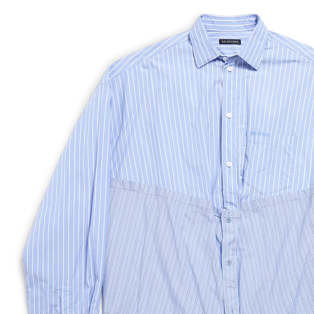 (Women) Balenciaga  Striped Single-Breasted Long Sleeve Shirt Blue 790944TQM163965 圖 4