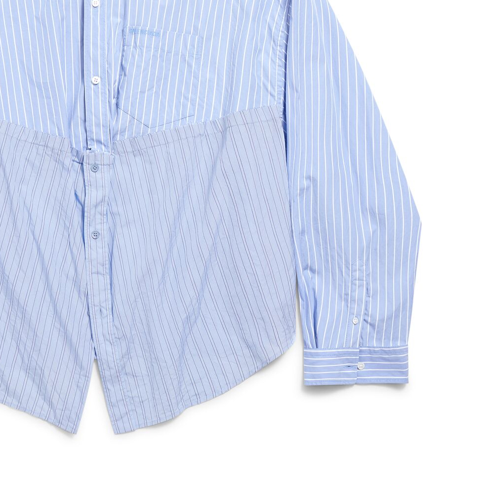 (Women) Balenciaga  Striped Single-Breasted Long Sleeve Shirt Blue 790944TQM163965 圖 6
