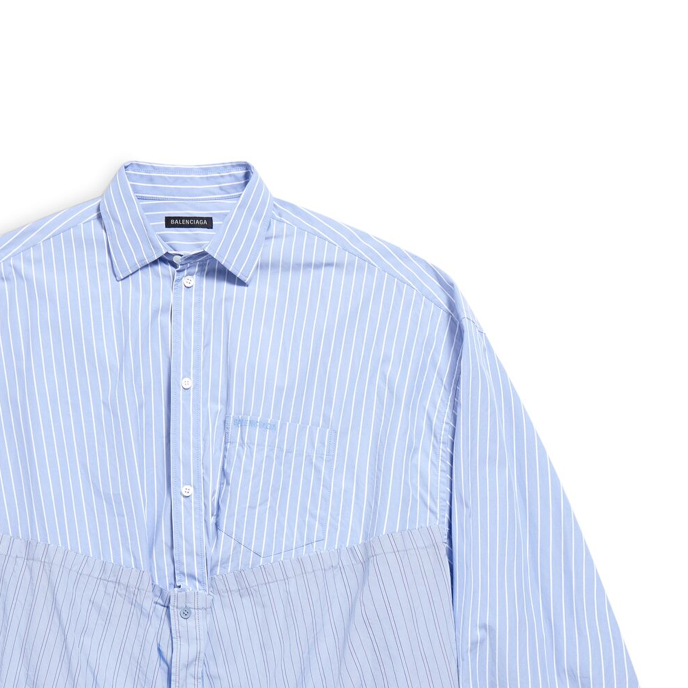 (Women) Balenciaga  Striped Single-Breasted Long Sleeve Shirt Blue 790944TQM163965 圖 7