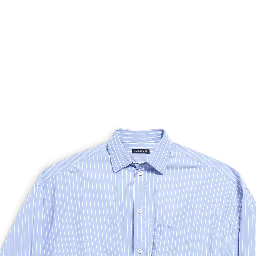 (Women) Balenciaga  Striped Single-Breasted Long Sleeve Shirt Blue 790944TQM163965 圖 8