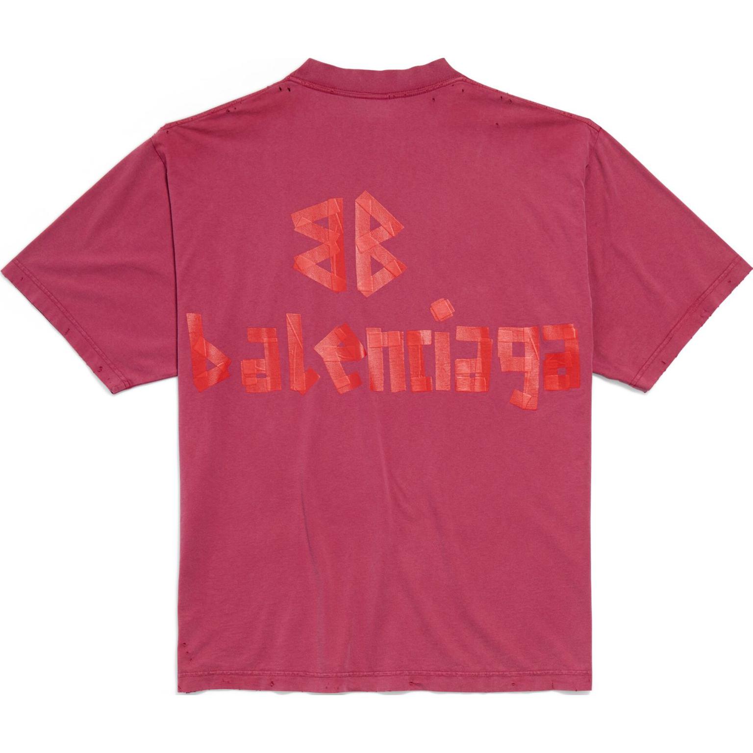 Lookbook (W) 巴黎世家胶带标志圆领T恤 红色常规版型 764235TSVK15003