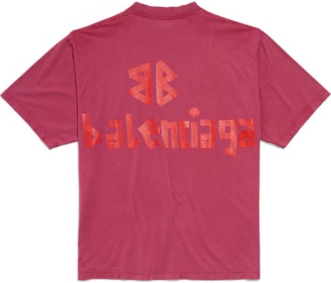 (W) 巴黎世家胶带标志圆领T恤 红色常规版型 764235TSVK15003 Lookbook (W) 巴黎世家胶带标志圆领T恤 红色常规版型 764235TSVK15003