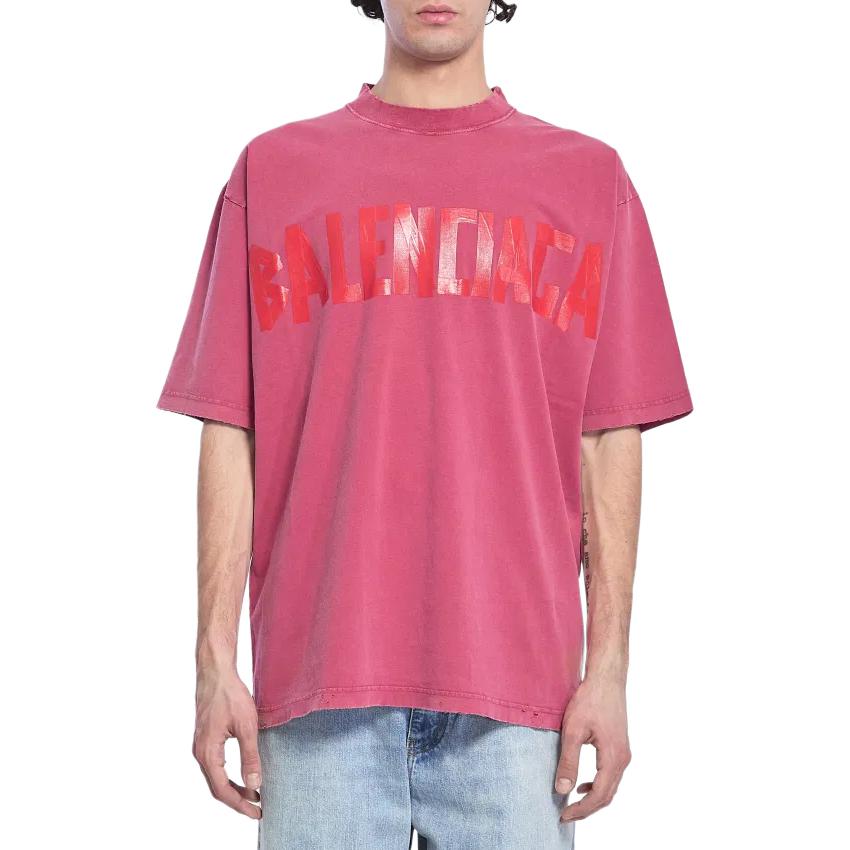 Shop (W) 巴黎世家胶带标志圆领T恤 红色常规版型 764235TSVK15003