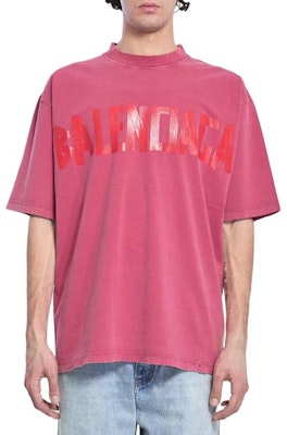 (W) 巴黎世家胶带标志圆领T恤 红色常规版型 764235TSVK15003 Shop (W) 巴黎世家胶带标志圆领T恤 红色常规版型 764235TSVK15003