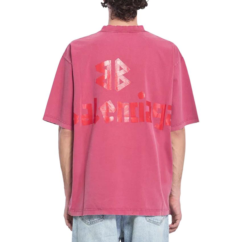 Purchase (W) 巴黎世家胶带标志圆领T恤 红色常规版型 764235TSVK15003