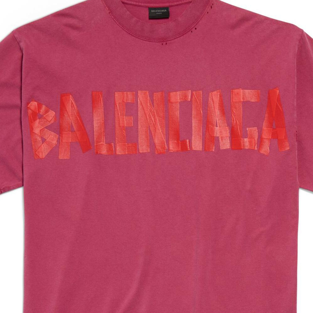 Details for (W) 巴黎世家胶带标志圆领T恤 红色常规版型 764235TSVK15003