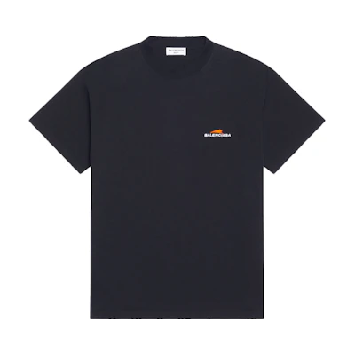 (Women) Balenciaga Tiger Year Logo Tee Black - SS22 612965TLVI51070