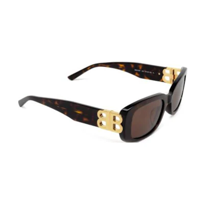 (Women) Balenciaga Tortoiseshell Irregular Acetate Sunglasses with Side Letter Cutout BB0310SK002