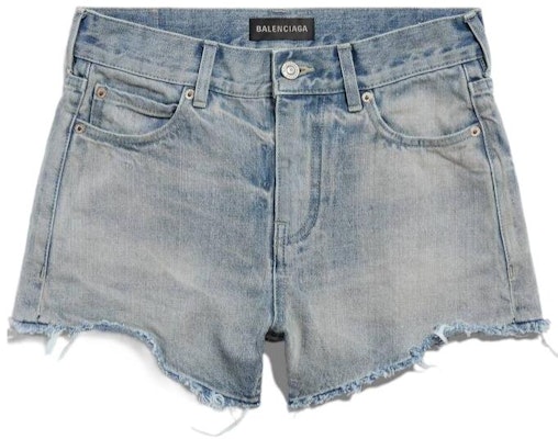 (W) 발렌시아가 워시드 디스트레스드 데님 반바지 라이트 블루 SS24 컬렉션. 790456TQW556379 Order (W) 발렌시아가 워시드 디스트레스드 데님 반바지 라이트 블루 SS24 컬렉션. 790456TQW556379