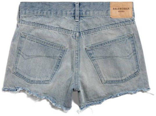 (W) 발렌시아가 워시드 디스트레스드 데님 반바지 라이트 블루 SS24 컬렉션. 790456TQW556379 Lookbook (W) 발렌시아가 워시드 디스트레스드 데님 반바지 라이트 블루 SS24 컬렉션. 790456TQW556379