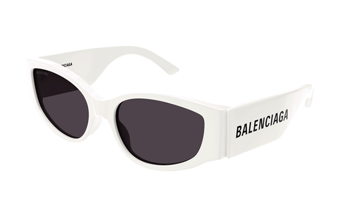 (Women) Balenciaga  White Irregular Frame Sunglasses with Side Letter Detail BB0258S-003