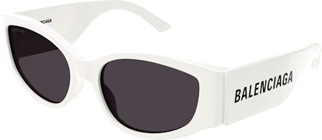 (Women) Balenciaga White Irregular Frame Sunglasses with Side Letter Detail BB0258S-003 (Women) Balenciaga White Irregular Frame Sunglasses with Side Letter Detail BB0258S-003