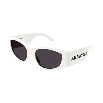(Women) Balenciaga White Irregular Frame Sunglasses with Side Letter Detail BB0258S-003