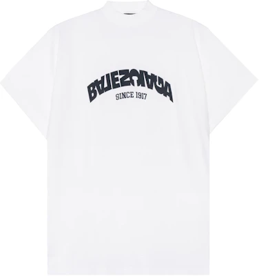 (Women) Balenciaga White Letter Print Crew Neck Short Sleeve T-Shirt. 739028TPVF99040 Buy (Women) Balenciaga White Letter Print Crew Neck Short Sleeve T-Shirt. 739028TPVF99040