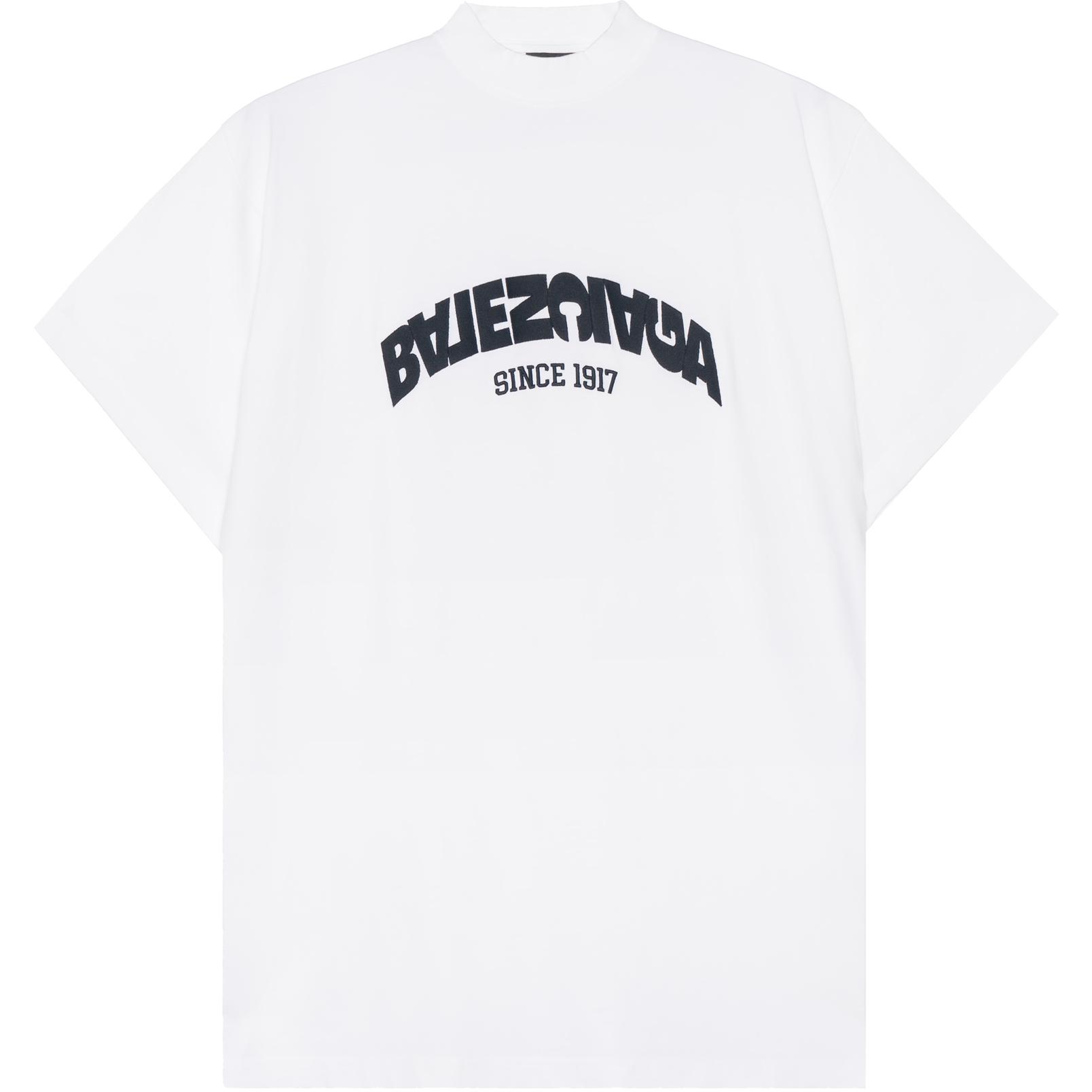 (Women) Balenciaga  White Letter Print Crew Neck Short Sleeve T-Shirt. 739028TPVF99040 圖 2