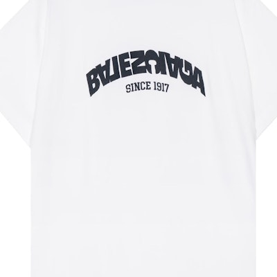 (Women) Balenciaga White Letter Print Crew Neck Short Sleeve T-Shirt. 739028TPVF99040 Details for (Women) Balenciaga White Letter Print Crew Neck Short Sleeve T-Shirt. 739028TPVF99040