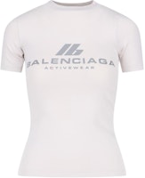 (Women) Balenciaga White Letter Print Crewneck Slim Fit T-Shirt. 768075TQVU19016 (Women) Balenciaga White Letter Print Crewneck Slim Fit T-Shirt. 768075TQVU19016