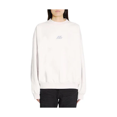 (Women) Balenciaga White Logo Print Crewneck Long Sleeve Sweatshirt 697869TQVT89016