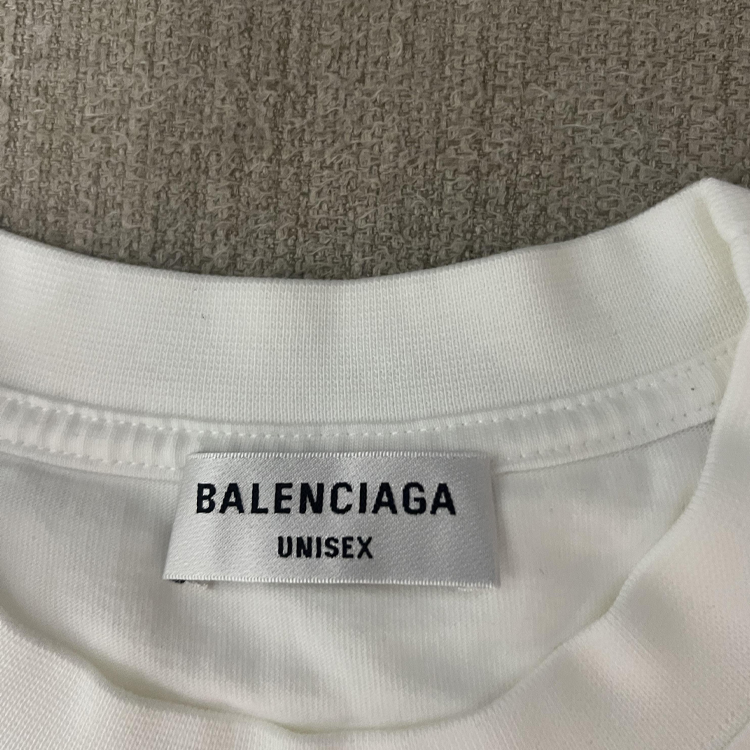 Shop (Women) Balenciaga  White Logo Print Crewneck T-Shirt Regular Fit. 612965TLVL59040