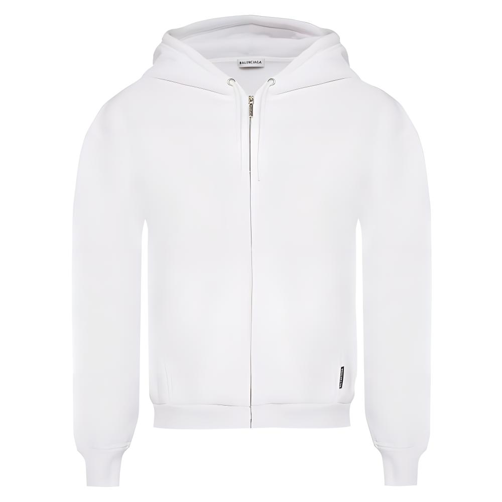 (Women) Balenciaga  White Logo Print Zip-Up Hoodie - Regular Fit. 556088TDV179000