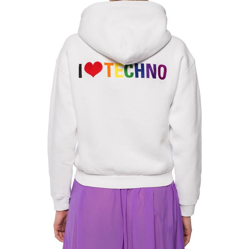 (Women) Balenciaga  White Logo Print Zip-Up Hoodie - Regular Fit. 556088TDV179000 圖 4