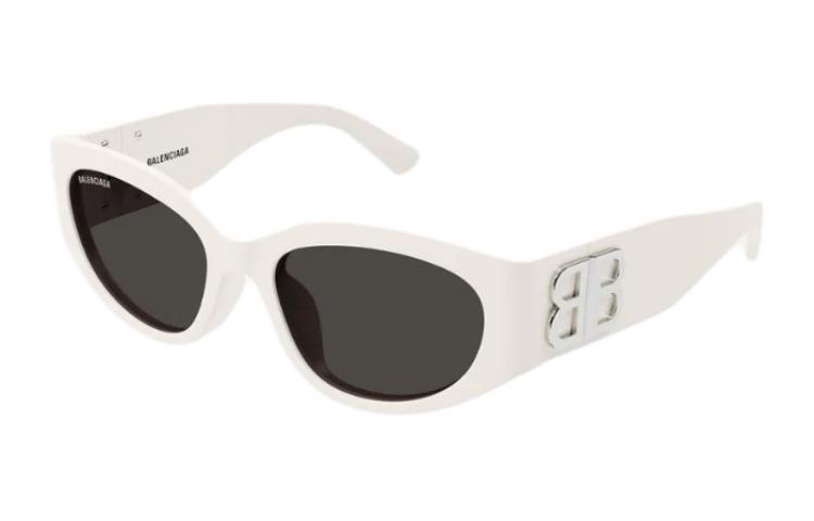 (Women) Balenciaga  White Oval Acetate Sunglasses with Letter B Logo. BB0324SK004
