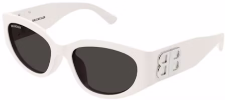 (Women) Balenciaga White Oval Acetate Sunglasses with Letter B Logo. BB0324SK004 (Women) Balenciaga White Oval Acetate Sunglasses with Letter B Logo. BB0324SK004