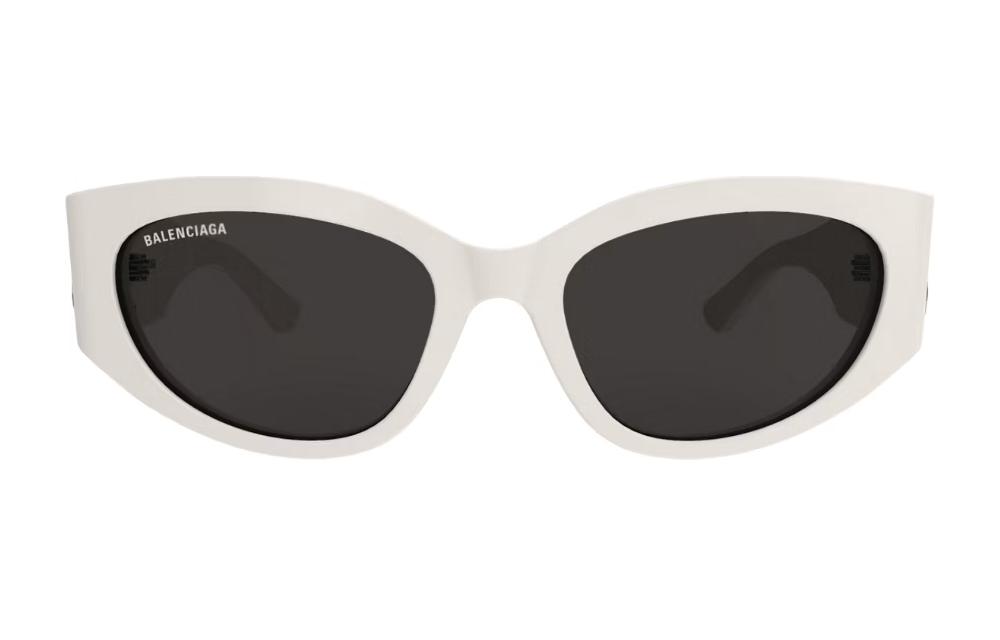 (Women) Balenciaga  White Oval Acetate Sunglasses with Letter B Logo. BB0324SK004 圖 3