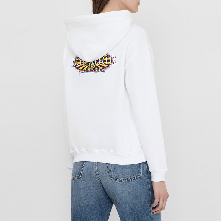 Details for (W) Balenciaga 白色寬鬆款Logo連帽衫 556095THV619000