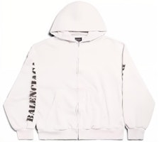 (Women) Balenciaga White Oversized Logo Print Zip Hoodie. 767857TQVA4-3307 (Women) Balenciaga White Oversized Logo Print Zip Hoodie. 767857TQVA4-3307