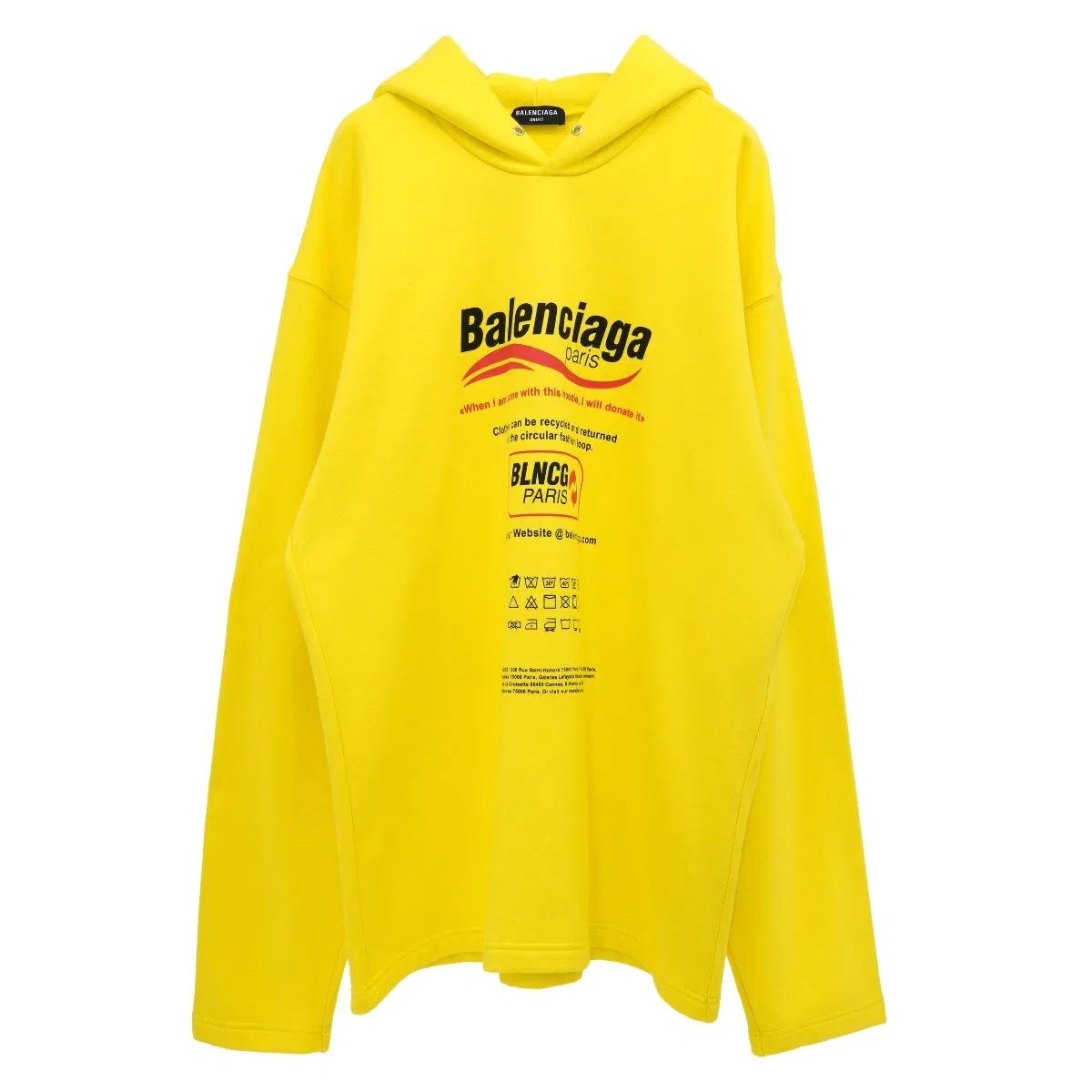 (Women) Balenciaga  Yellow Letter Print Oversized Hoodie Sweatshirt. 661711TKVF97175