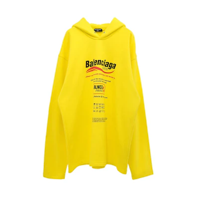 (Women) Balenciaga Yellow Letter Print Oversized Hoodie Sweatshirt. 661711TKVF97175
