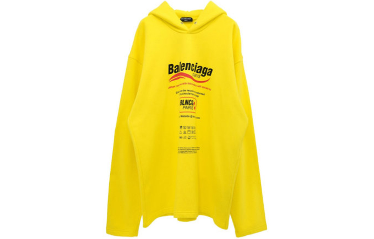 (Women) Balenciaga  Yellow Letter Print Oversized Hoodie Sweatshirt. 661711TKVF97175 圖 2