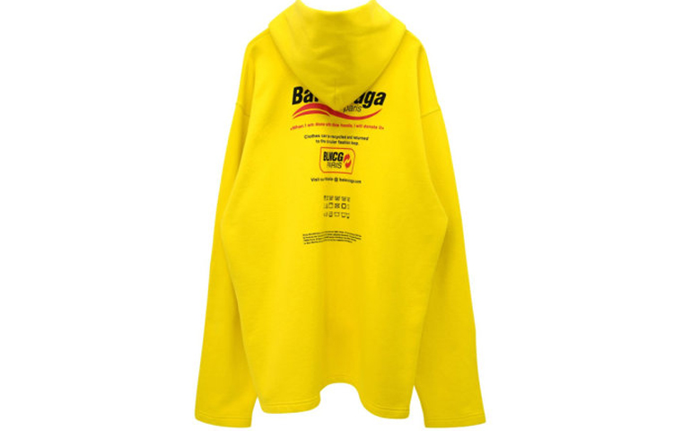 (Women) Balenciaga  Yellow Letter Print Oversized Hoodie Sweatshirt. 661711TKVF97175 圖 3