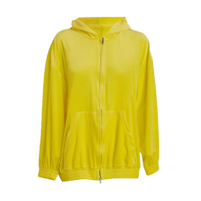 (Women) Balenciaga Yellow Oversized Hoodie Zip-Up Long Sleeve Jacket. 748096TMO267200