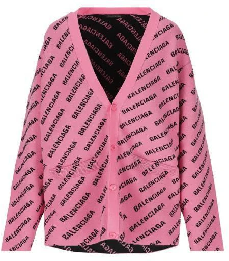 women-balenciaga-all-over-letter-print-pink-knit-cardigan-regular-fit-733891-t32335231