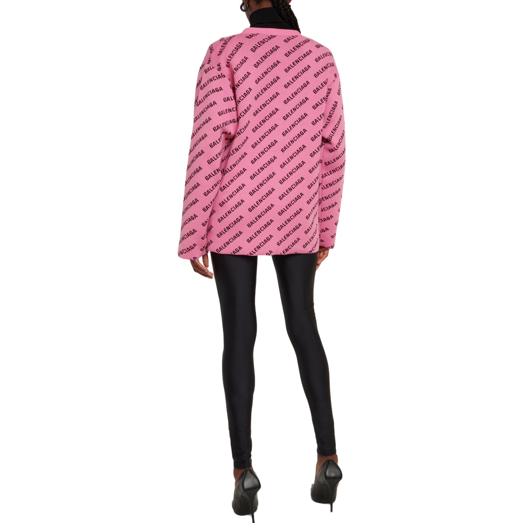 Shop (W) Kardigan Rajut Balenciaga Cetakan Huruf Pink Semua-Fit Biasa. 733891T32335231