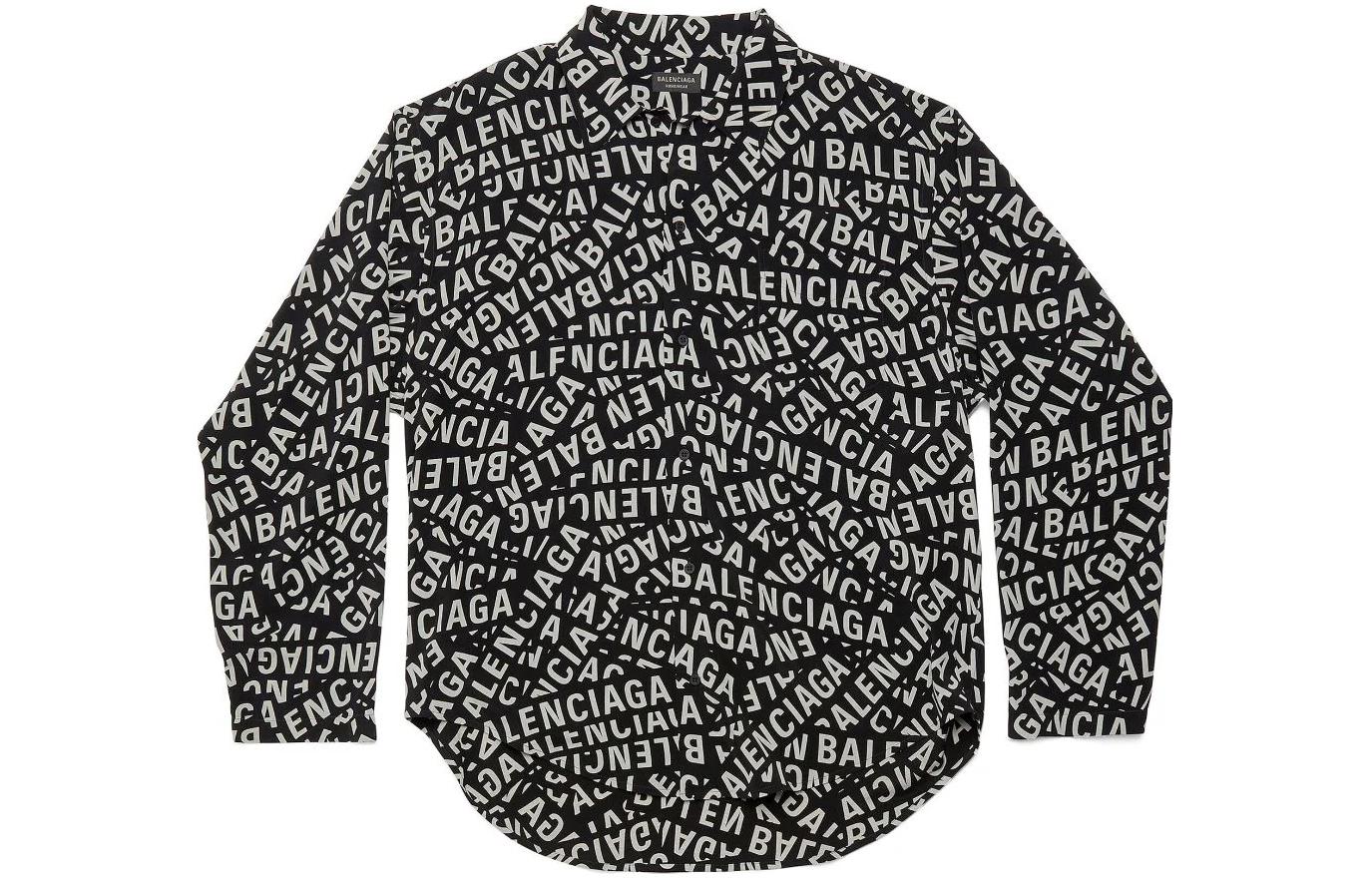 (Women) Balenciaga Allover Logo Button-Up Long Sleeve Shirt Women’s Black 681631TML211269 圖 2