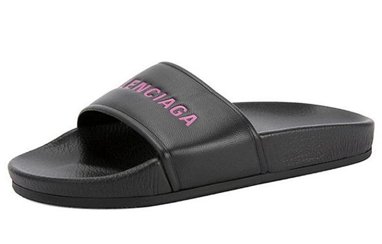 (W) Balenciaga Alphabet Pattern Black Slippers 圖 4