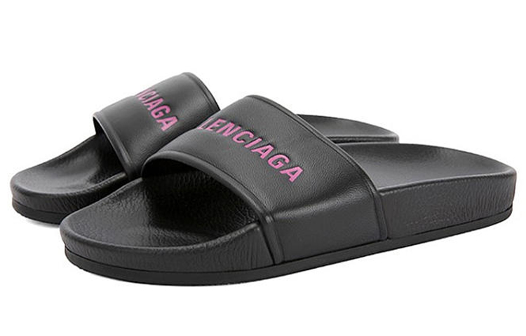 (W) Balenciaga Alphabet Pattern Black Slippers 圖 5